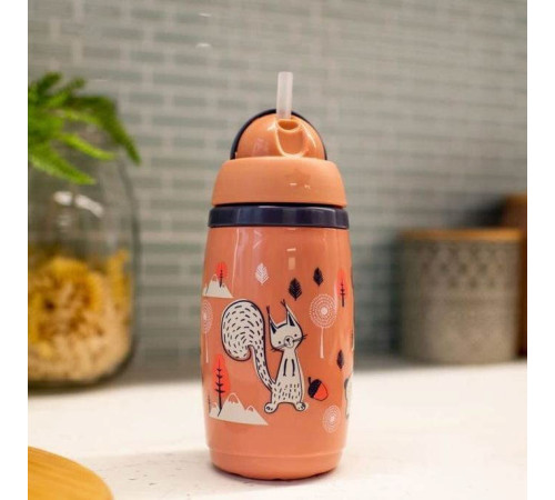 tommee tippee tt0395 cana termica cu pai "superstar" roz (12 luni+) 266 ml.