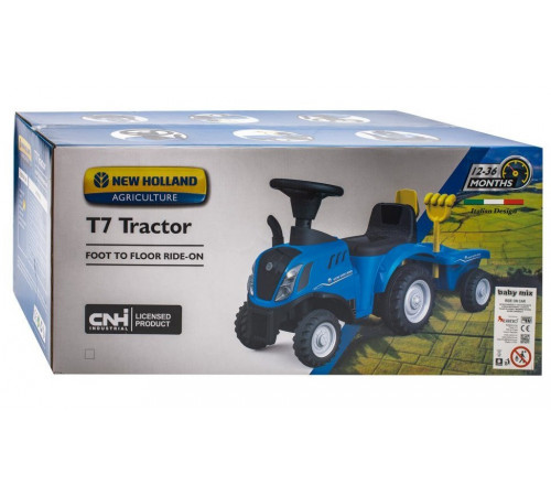baby mix 45785 Толокар Трактор  с прицепом "new holland" желтый