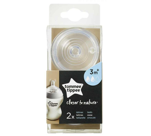 tommee tippee tt0193 tetina de silicon "closer to nature" (3 luni+ ) 2 buc. 