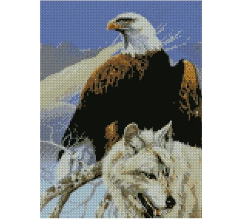  strateg leo hx246 Алмазная мозаика "Величественные орел и волк" (30х40 см.)