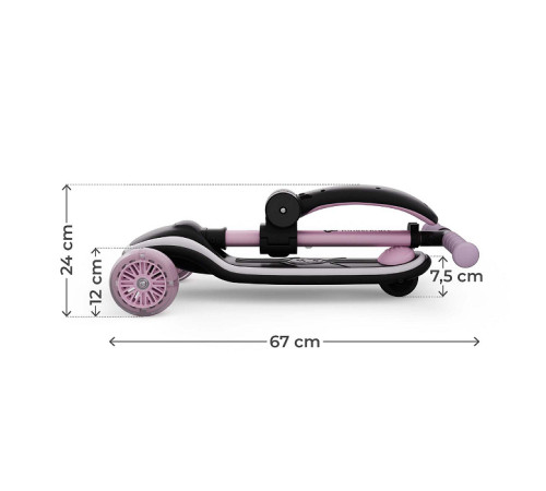 kinderkraft trotinetă 2 &icirc;n 1 raket up cu lumini led (roz)