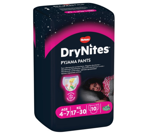  Впитывающие трусики huggies drynites girl  m(17-30 кг.) 10 шт.