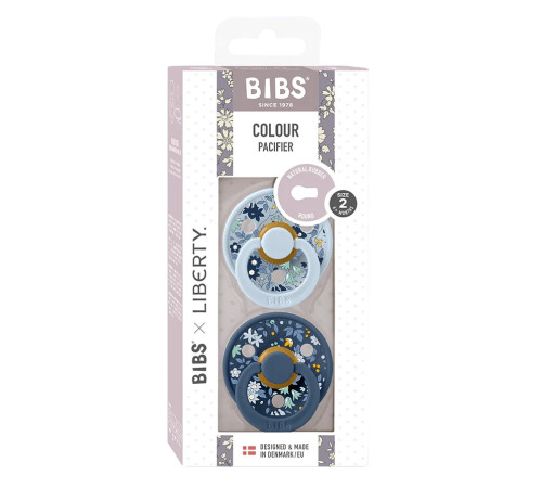 bibs Пустышка круглая латексная "colour liberty" chamomile lawn & baby blue (0-6 м.) 2 шт.