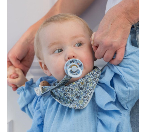 bibs Пустышка круглая латексная "colour liberty" chamomile lawn & baby blue (0-6 м.) 2 шт.