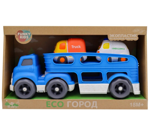 Детский&nbsp;магазин в Кишиневе в Молдове funky toys ft0416362 Эко грузовик с 2 машинками (30 см) синий
