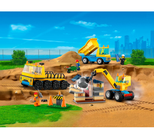 lego city 60391 constructor "vehicule de construcții și macara cu bile pentru demolare" (235el.)