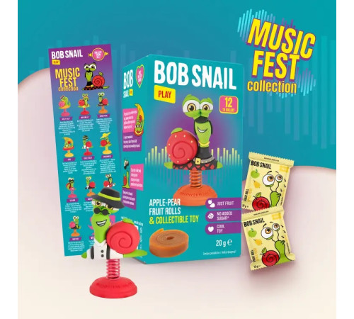 bob snail bomboane naturale "mere-pere" cu o jucărie (20 gr.) in sort.