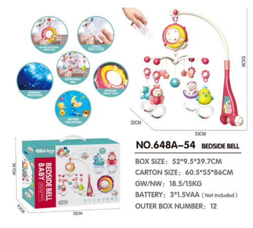 bibiin toys 648a-54 Музыкальная карусель с проектором и пультом розовый