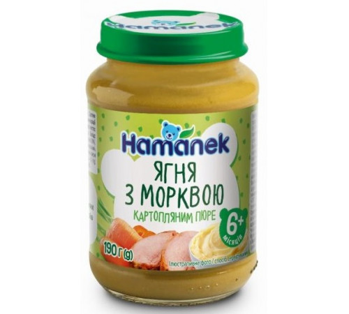  hame piure "hamanek" miel cu morcovi și piure de cartofi (6 luni +) 190 gr.