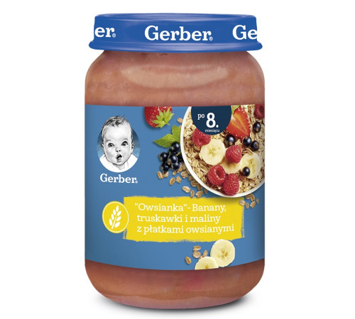 Gerber пюре банан, клубника, малина и овсяные хлопья (8 м+) 190 гр. Питание и аксесcуары в Молдове gerber пюре банан, клубника, малина и овсяные хлопья (8 м+) 190 гр.