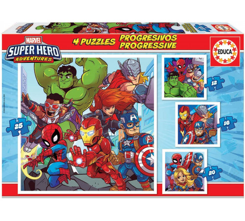  educa 18647 puzzle 4-în-1 "super eroi" (16/12/2/25 el.)