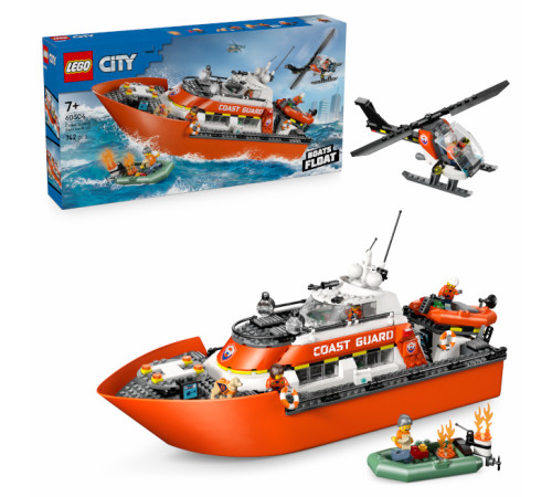 lego city 60504 constructor "barcă de salvare și elicopter al pazei de coastă" (742 el.)