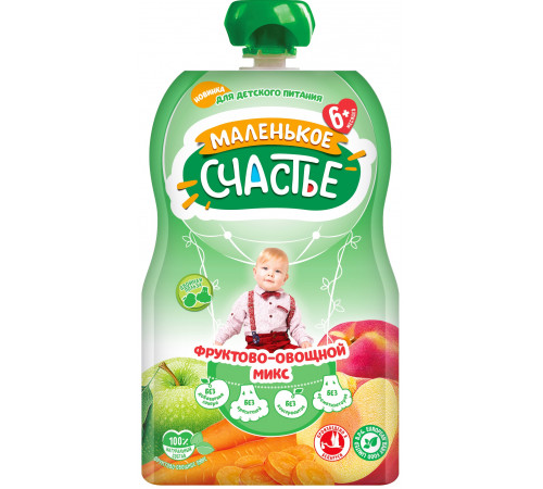  "Маленькое Счастье" piure mix de legume și fructe 90 gr. (6 m +)