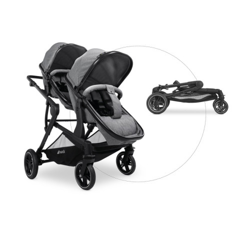 hauck carucior pentru gemeni 2in1 atlantic twin melange grey