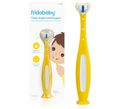  frida baby fri23 periuță de dinți cu trei fețe (2+) galben