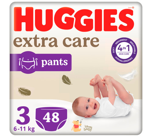 huggies Трусики extra care pants 3 (6-11 кг.) 48 шт.
