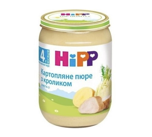 Питание и аксесcуары в Молдове hipp 6173 Пюре из кролика с картофелем и укропом (4 м+) 190 гр.