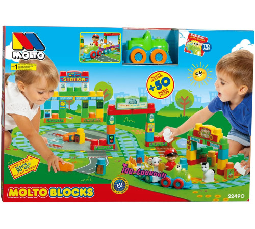 Детский магазин в Кишиневе в Молдове molto 22490 Игровой набор "Электропоезд с ковриком" (50 дет.)