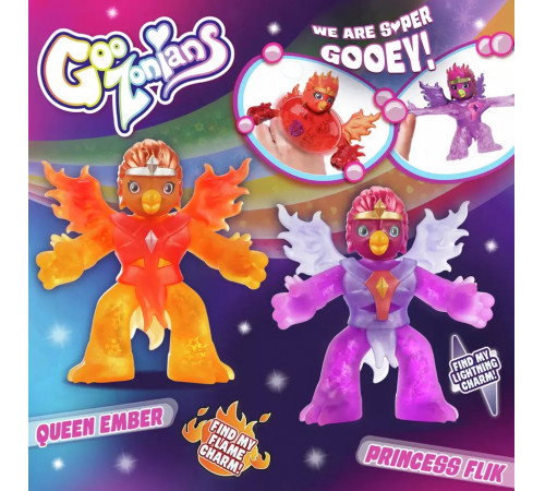 goozonians g07407 set de figuri elastice "queen ember vs princsess flik"