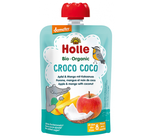 Детское питание в Молдове holle bio organic Пюре "croco coco" Яблоко-манго-кокос (8 м +) 100 гр.