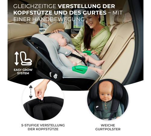kinderkraft scaun auto mink pro i-size (40-75 cm) complet cu baza fx isofix (gri)