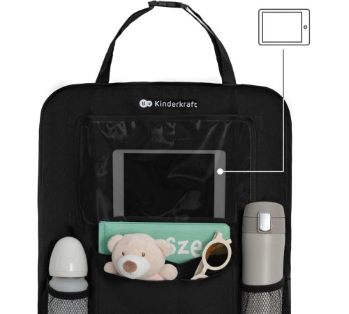kinderkraft organizator auto și protecție scaun 2 &icirc;n 1 (negru)