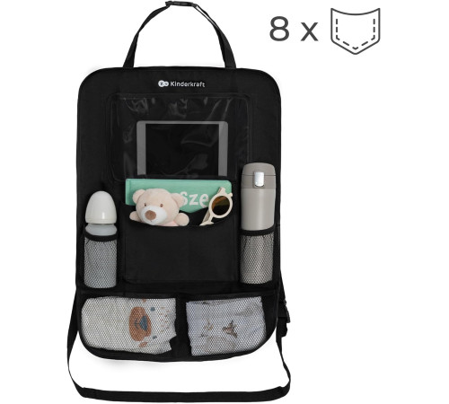 kinderkraft organizator auto și protecție scaun 2 &icirc;n 1 (negru)