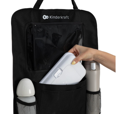 kinderkraft organizator auto și protecție scaun 2 &icirc;n 1 (negru)