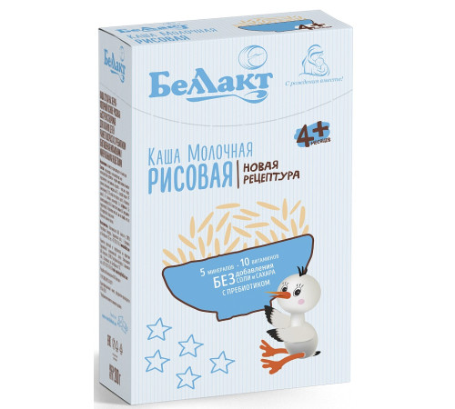 Беллакт Каша рисовая молочная с пребиотиком (4 м.+) 200 гр.