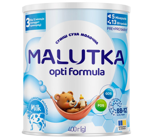  lapte praf malutka opti formula 3 (12 luni+) 400 g.