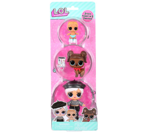 l.o.l. 987888 set 3 figurine l.o.l. surprise! seria opp tot + pet + lil sis -beatnik babe + darling doggie