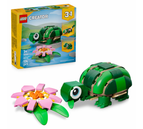 lego creator 31377 constructor 3 in 1 "broască-țestoasă cu o floare de nufăr" (124 el.)
