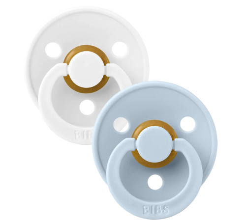  bibs suzeta rotunda din latex color 2 buc. (0-6 luni) white & baby blue
