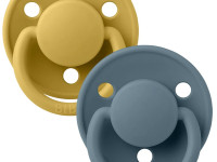 bibs suzeta rotunda din silicon de lux (0-36 luni) 2 buc. mustard & petrol