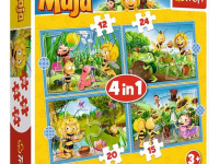 trefl 34356 puzzle 4 în 1 "aventurile albinei maya" (15/12/20/24 el.)