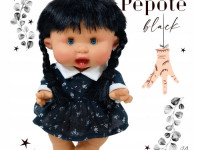 nines 455 papusa "pepote black" (26 cm.) in sort.