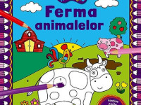 coloreaza dupa numere + abtibilduri "ferma animalelor"