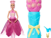 barbie jmf57 păpușă barbie parfumată "petal pop" &icirc;ntr-o rochie roz cu lalea