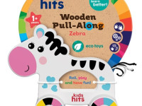 kids hits kh20/010 jucărie din lemn "zebra" seria "Împinge și trage"