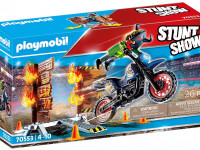 playmobil 70553 constructor "motocross stunt show cu un zid de foc"