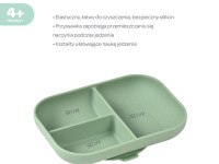 beaba 5560 farfurie silicon cu ventuză cu 3 compartimente (verde)