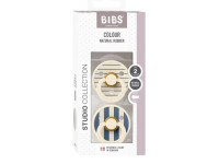 bibs suzeta rotunda din latex "studio" pin ivory & steel blue (6-18 luni) 2 buc.