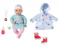 zapf creation 705452 păpușă interactivă "baby annabell" cu perelina de ploaie (43 cm.)