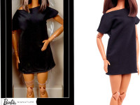 barbie jbh72 papusa "barbie basics model 01" bruneta intr-o rochie mini neagra