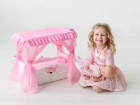 71219 Кроватка для кукол с балдахином и постельным бельём "diamond princes" белая