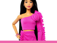 barbie hyv26 papusa cu proteza "barbie deluxe style" bruneta in costum roz