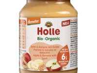 holle bio organic Пюре из яблок, бананов и спельты  (6м+) 190г.