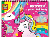 ses creative 00111 carte de colorat cu autocolante "unicorn"