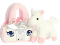 aurora fancy pals 220104j unicorn de pluș &icirc;ntr-o pungă (20 cm)