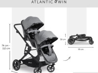 hauck carucior pentru gemeni 2in1 atlantic twin melange grey